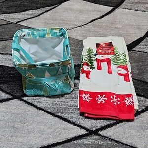 THIRTY-ONE LITTLES CARRY-ALL PINE TREES CADDY BAG ORGANIZER & SNOWMAN TO…